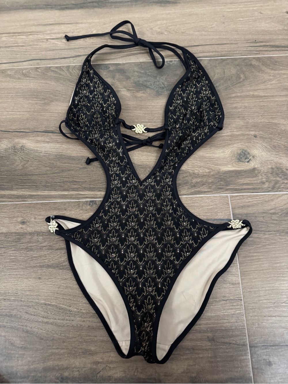 Very Sexy Victoria’s Secret Black and Gold Monokini Swimsuit